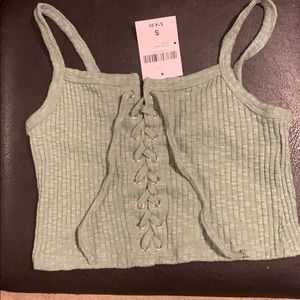 Light green crop top.